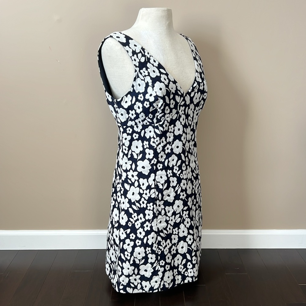 NWT Tibi NY Navy/white floral Vneck sleeveless above the knee dress sz 10 $299